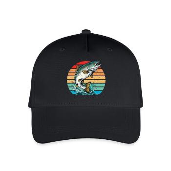 Lachs Angeln Atlantischer Lachs Fischen Angler - Kinder Bio Basecap - Schwarz - Vorne