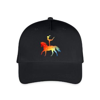 Voltigieren Akrobatik Reitsport Reiten Pferd bunt - Kinder Bio Basecap - Schwarz - Vorne
