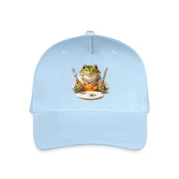 Cuisinier grenouille avec fourchette et couteau - Casquette de baseball bio Enfant - bleu clair - Devant