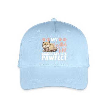 Scottish Fold Besitzer Katze Stofftier Scottish - Kinder Bio Basecap - Hellblau - Vorne