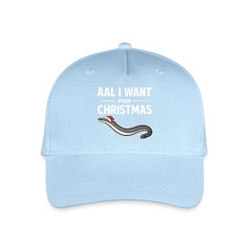 Aal I Want For Christmas – Funny Eel Shirt - Organic Kids’ Baseball Cap - light blue - Front