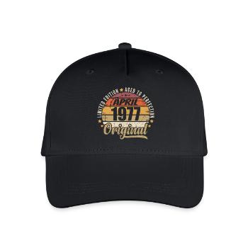 Geburtstagsgeschenk April 1977 - Kinder Bio Basecap - Schwarz - Vorne