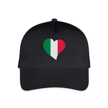 Italienische Herz - Kinder Bio Basecap - Schwarz - Vorne