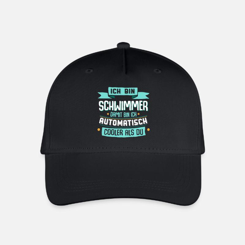 Cooler Schwimmer - Shirt mit lustigem Spruch. - Kinder Bio Basecap - Schwarz