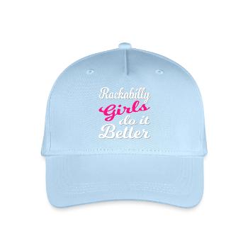 Rockabilly Vintage Mädchenpower - Kinder Bio Basecap - Hellblau - Vorne