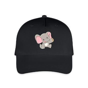 Elefant Elefanten Baby Kinder Zoo Zootiere Kekse - Kinder Bio Basecap - Schwarz - Vorne