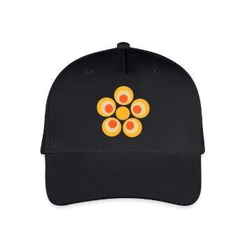 70er Jahre Blume Muster - Kinder Bio Basecap - Schwarz - Vorne