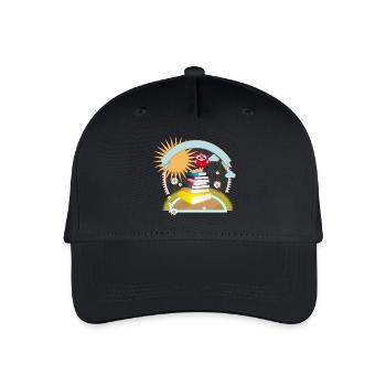 little bookworm with thirst for knowledge reads a book - Organic Kids’ Baseball Cap - black - Front