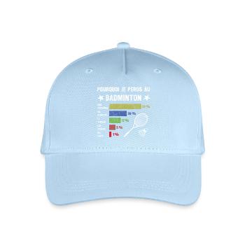 idée cadau badminton Drôle Homme Humour Badminton - Casquette de baseball bio Enfant - bleu clair - Devant