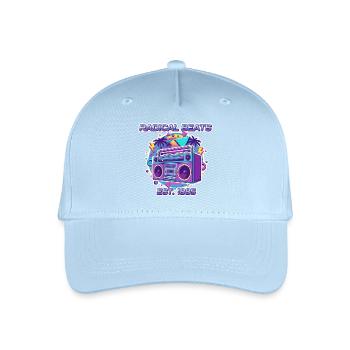 Radical Beats – 80er Jahre Retro Boombox Design - Kinder Bio Basecap - Hellblau - Vorne
