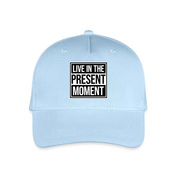 Live In The Moment Achtsamkeit Präsenz Bewusstsein - Kinder Bio Basecap - Hellblau - Vorne
