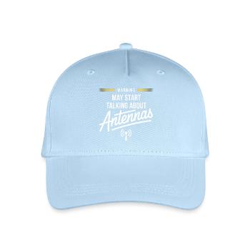 Warning: Antennas Talk Starts Here - Organic Kids’ Baseball Cap - light blue - Front