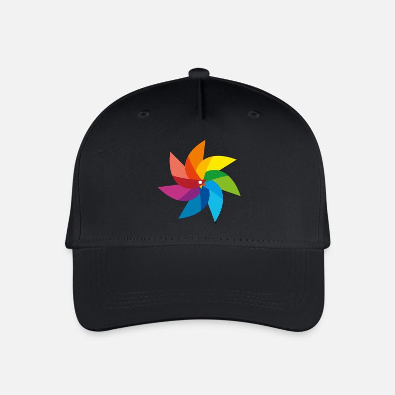 bunte Windmühle Kinderspielzeug Regenbogen Sommer - Kinder Bio Basecap - Schwarz