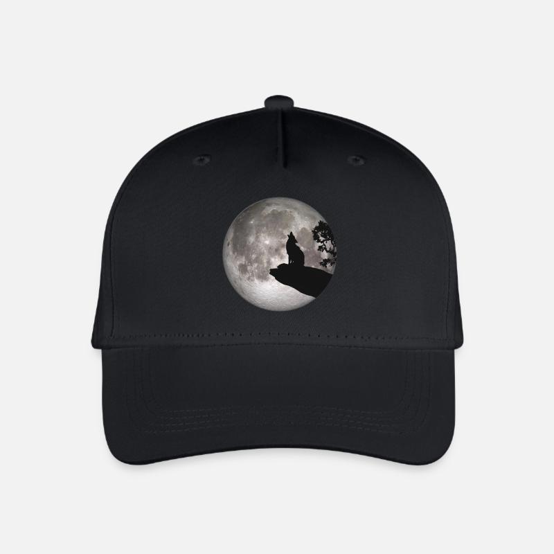 Vollmond Hund Werwolf Wolf heulen Wolf Pup - Kinder Bio Basecap - Schwarz