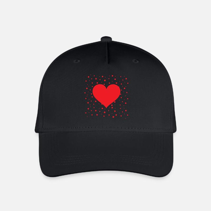 Rotes Herz mit kleinen Sternchen im Hintergrund - Kinder Bio Basecap - Schwarz