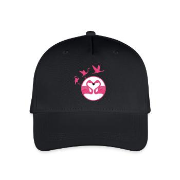 Rosa Flamingos Herz - Kinder Bio Basecap - Schwarz - Vorne