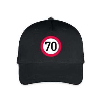 70. Geburtstag Achtung! Verkehrsschild 70 Km/h - Kinder Bio Basecap - Schwarz - Vorne
