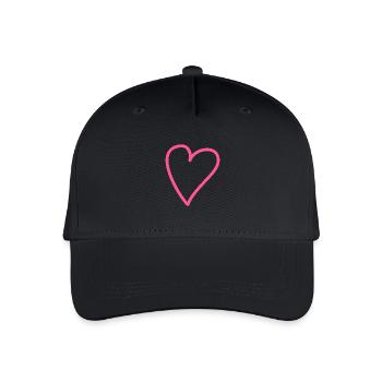Herz Rosa - Kinder Bio Basecap - Schwarz - Vorne