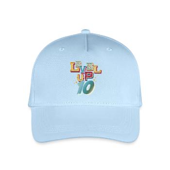 Level Up 10 Jahre Geburtstag Gamer Gaming - Kinder Bio Basecap - Hellblau - Vorne