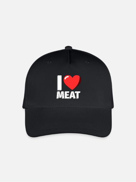 I Love Meat Meat - Illustration - Kinder Bio Basecap - Schwarz