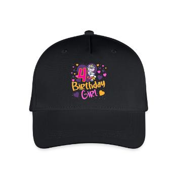 4 Jahre Mädchen Geburtstag - Kinder Bio Basecap - Schwarz - Vorne