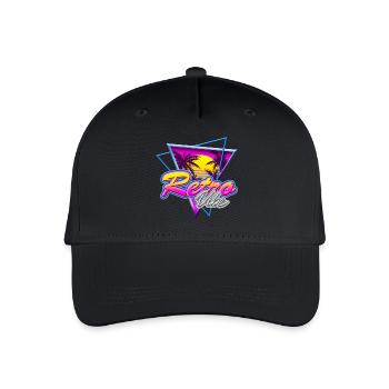 Retro Vibe - Nostalgie Neon Vapor Wave Palm Sunset - Kinder Bio Basecap - Schwarz - Vorne