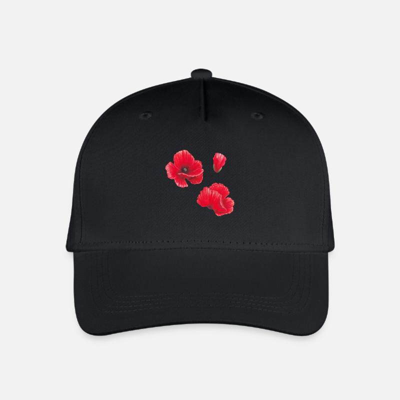 Poppy Aquarell Illustration Kunst - Kinder Bio Basecap - Schwarz