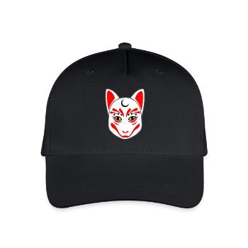 japanische outfits unisex, kitsune maske - Kinder Bio Basecap - Schwarz - Vorne