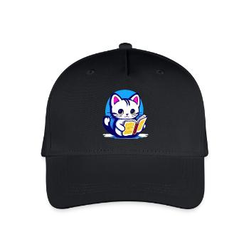 Cat reads a book - Organic Kids’ Baseball Cap - black - Front