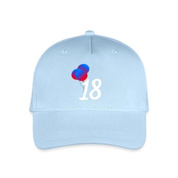 geschenkideen, 18 Luftballons - Kinder Bio Basecap - Hellblau - Vorne