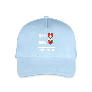 Eritrea und Schweiz 100% Genial Flagge - Kinder Bio Basecap - Hellblau - Vorne
