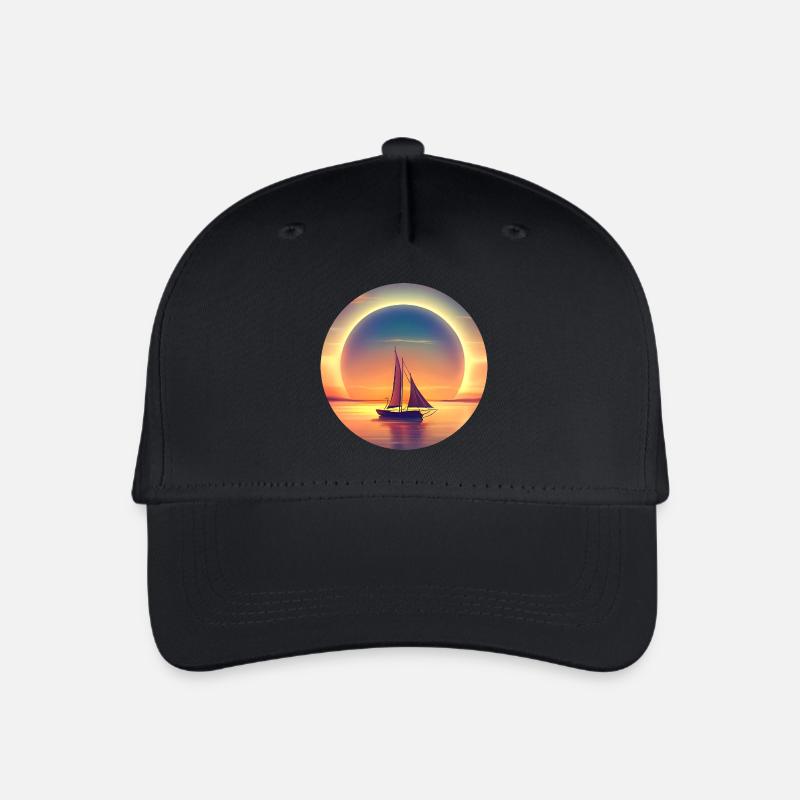 Segeln in den Sonnenuntergang - Kinder Bio Basecap - Schwarz
