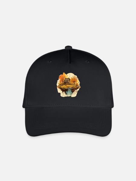 Herbstliche Landschaft - Kinder Bio Basecap - Schwarz