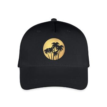 Circle Gold Palm Trees Luxury Vacation Round Chill South Seas - Organic Kids’ Baseball Cap - black - Front