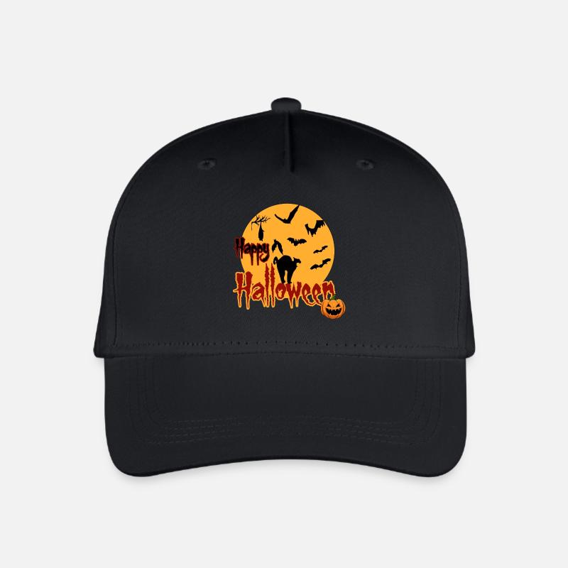 Happy Halloween Vollmond Katze - Kinder Bio Basecap - Schwarz