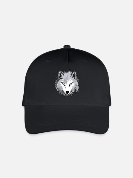 Wolf - Illustration - Kinder Bio Basecap - Schwarz
