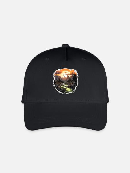 Landschaft - Illustration - Kinder Bio Basecap - Schwarz