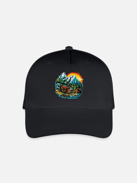 Landschaft - Illustration - Kinder Bio Basecap - Schwarz