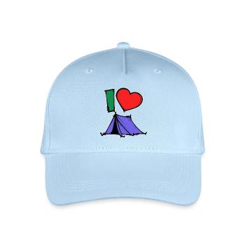 Camping Statement Wanderer Herz Wanderlust Zelten - Kinder Bio Basecap - Hellblau - Vorne