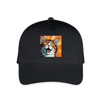 Expressive cat illustration in pop art style - Organic Kids’ Baseball Cap - black - Front