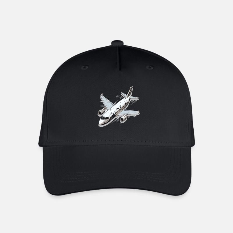 Flugzeug - Illustration - Kinder Bio Basecap - Schwarz