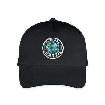 Explore Earth - Earth Illustration - Organic Kids’ Baseball Cap - black - Front