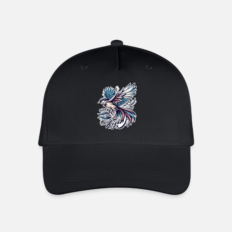 Soar High - Vogel Illustration - Kinder Bio Basecap - Schwarz