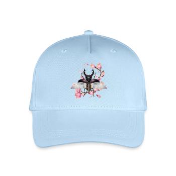 prächtiger Hirschkäfer mit Flügel & Magnolienblüte - Kinder Bio Basecap - Hellblau - Vorne