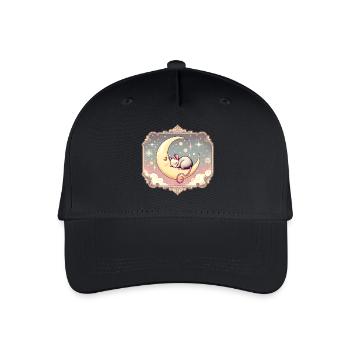 souris endormie paisiblement, sur un croissant de lune - Casquette de baseball bio Enfant - noir - Devant