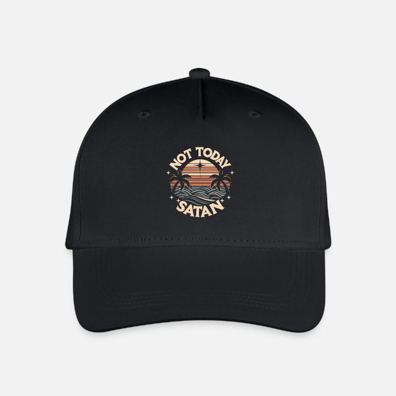 Not Today Satan: Retro Beach Vibes Humor - Organic Kids’ Baseball Cap - black