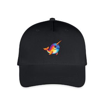 Narwal Buntes Kawaii Cartoon Meerestier - Kinder Bio Basecap - Schwarz - Vorne