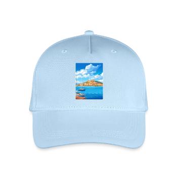Saint Tropez Frankreich Vintage Reiseposter Souvenir - Kinder Bio Basecap - Hellblau - Vorne