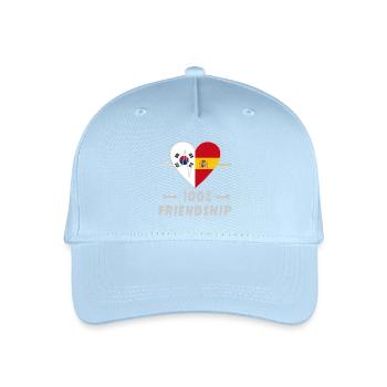 100 % amitié entre la Corée du Sud et l'Espagne - Casquette de baseball bio Enfant - bleu clair - Devant