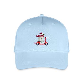 Eisbär im Weihnachtsoutfit auf einem Roller - Kinder Bio Basecap - Hellblau - Vorne